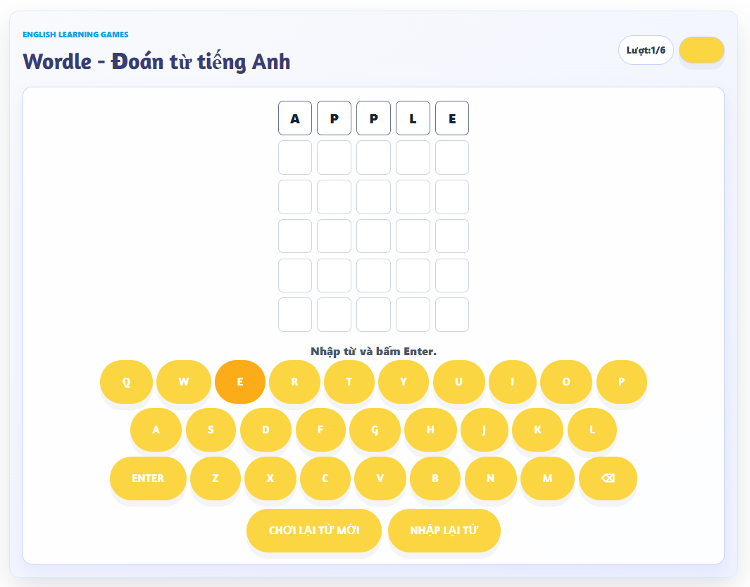 Game Wordle Tiếng Anh - Đoán Từ 5 Chữ Luyện Từ Vựng Miễn Phí